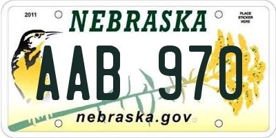 NE license plate AAB970