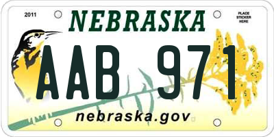 NE license plate AAB971