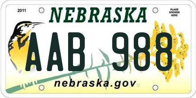 NE license plate AAB988