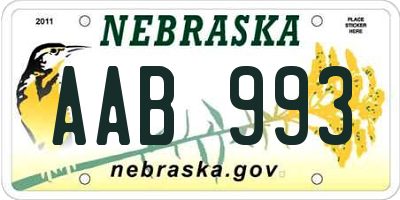 NE license plate AAB993