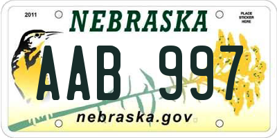 NE license plate AAB997