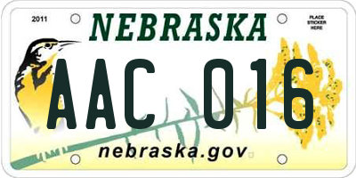 NE license plate AAC016
