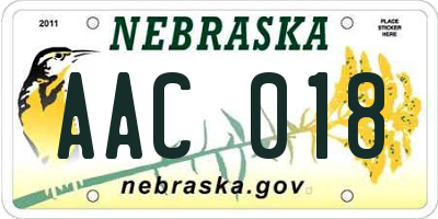 NE license plate AAC018