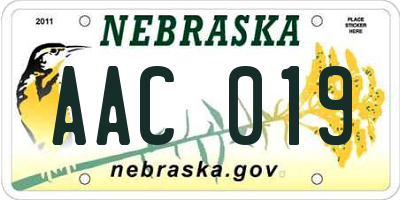 NE license plate AAC019