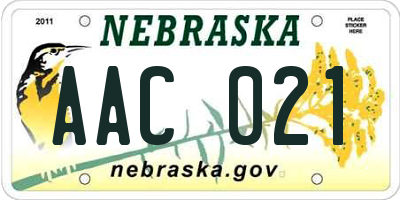 NE license plate AAC021