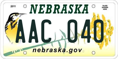 NE license plate AAC040