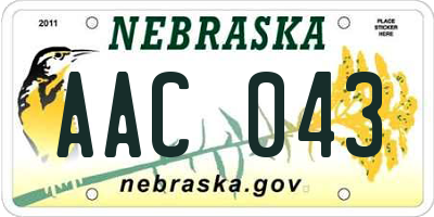 NE license plate AAC043