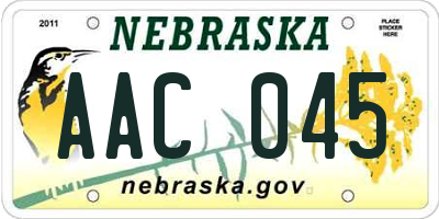 NE license plate AAC045