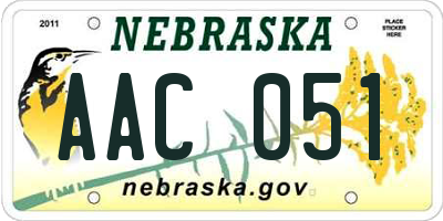 NE license plate AAC051