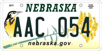 NE license plate AAC054