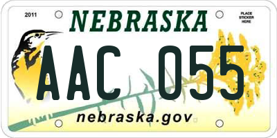 NE license plate AAC055