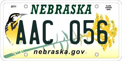 NE license plate AAC056