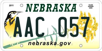 NE license plate AAC057