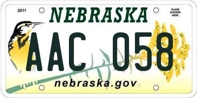 NE license plate AAC058