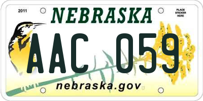 NE license plate AAC059