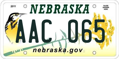 NE license plate AAC065