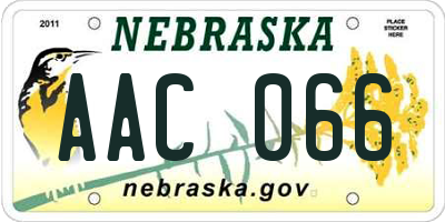 NE license plate AAC066