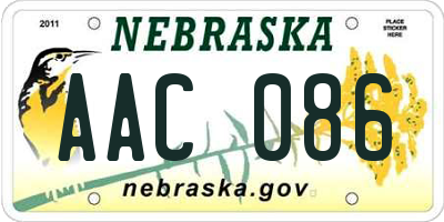 NE license plate AAC086