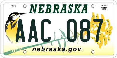 NE license plate AAC087