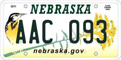NE license plate AAC093