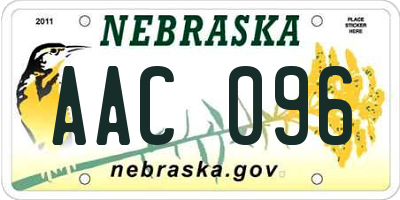 NE license plate AAC096