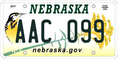 NE license plate AAC099