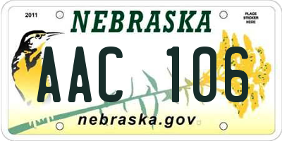 NE license plate AAC106