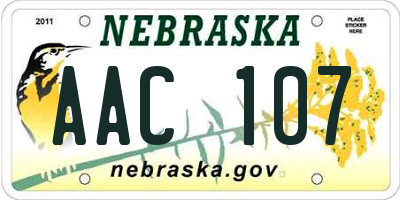 NE license plate AAC107