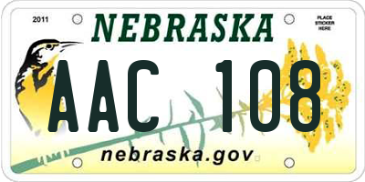 NE license plate AAC108