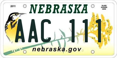 NE license plate AAC111