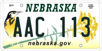 NE license plate AAC113