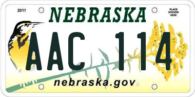 NE license plate AAC114