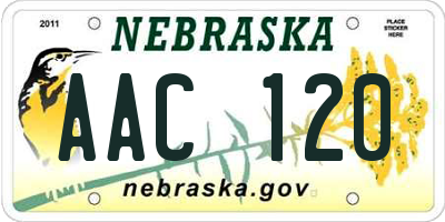 NE license plate AAC120