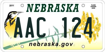 NE license plate AAC124