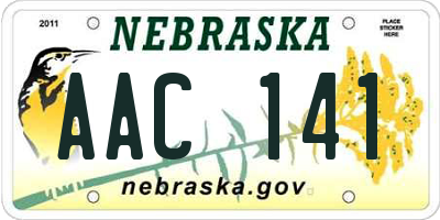 NE license plate AAC141