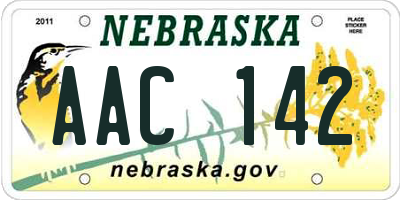 NE license plate AAC142