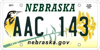 NE license plate AAC143