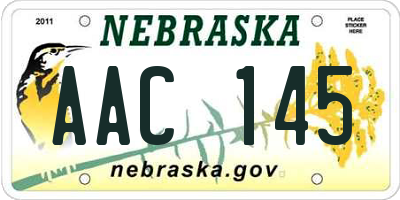 NE license plate AAC145