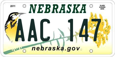 NE license plate AAC147