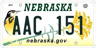 NE license plate AAC151