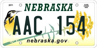 NE license plate AAC154