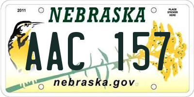 NE license plate AAC157