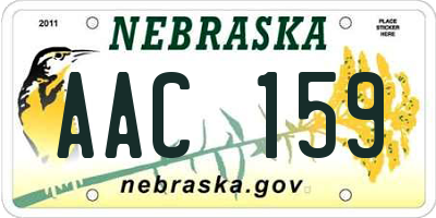 NE license plate AAC159