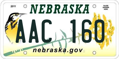 NE license plate AAC160