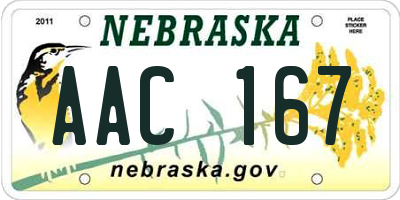 NE license plate AAC167