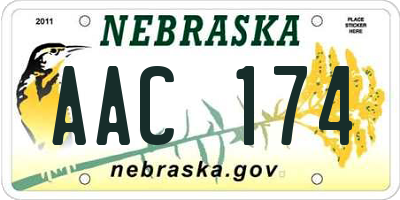 NE license plate AAC174