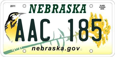 NE license plate AAC185