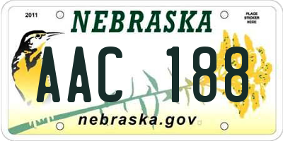 NE license plate AAC188