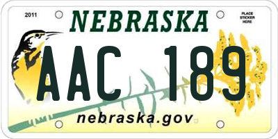 NE license plate AAC189