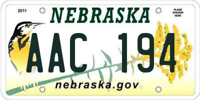 NE license plate AAC194